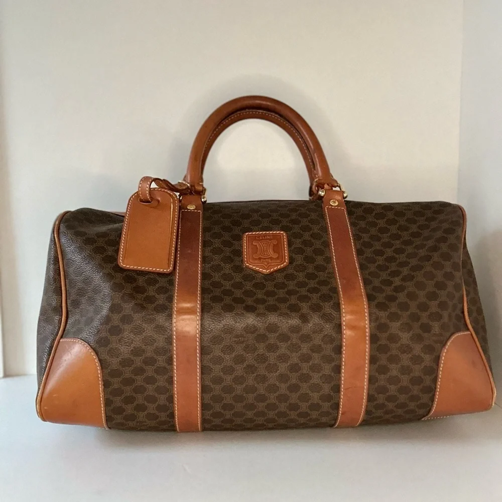 ✈️ Vintage Celine 2000s, 40cm Macadam Luggage Travel Monogram Carryon Keepall - Picture 4 of 16